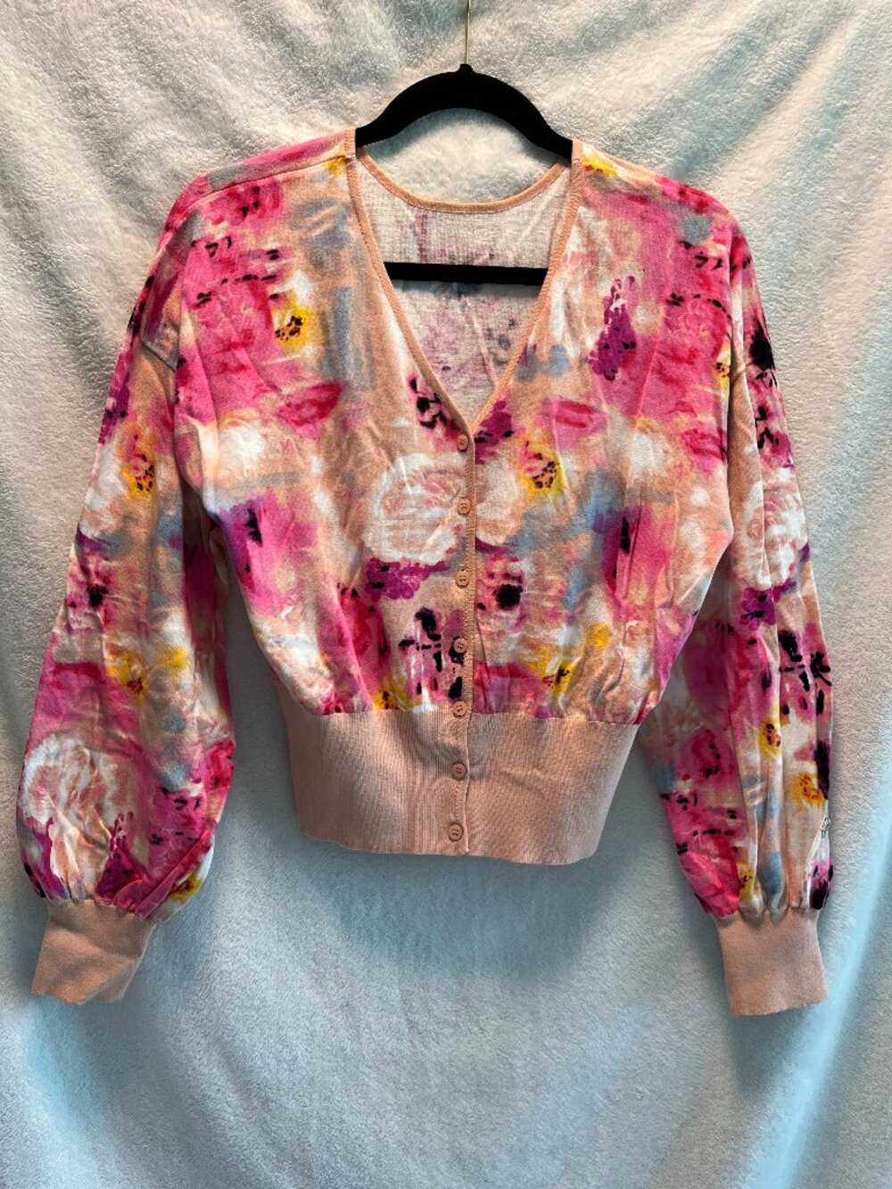 Twinset Actitude Floral Print Cotton Cardigan Blush Pink Size M